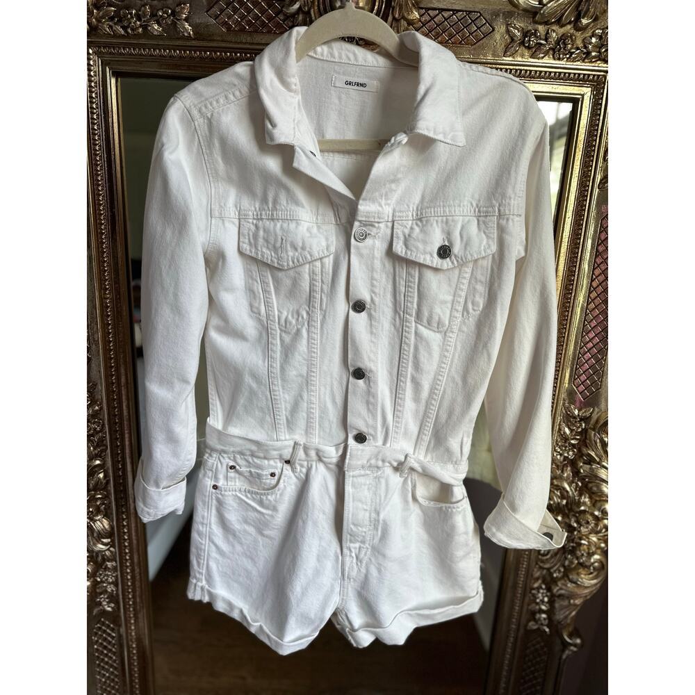 GRLFRND Renata Romper in Flashback White Denim XS - Picture 3 of 6